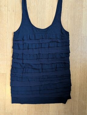 J. Crew Navy Layered Ruffle Tank